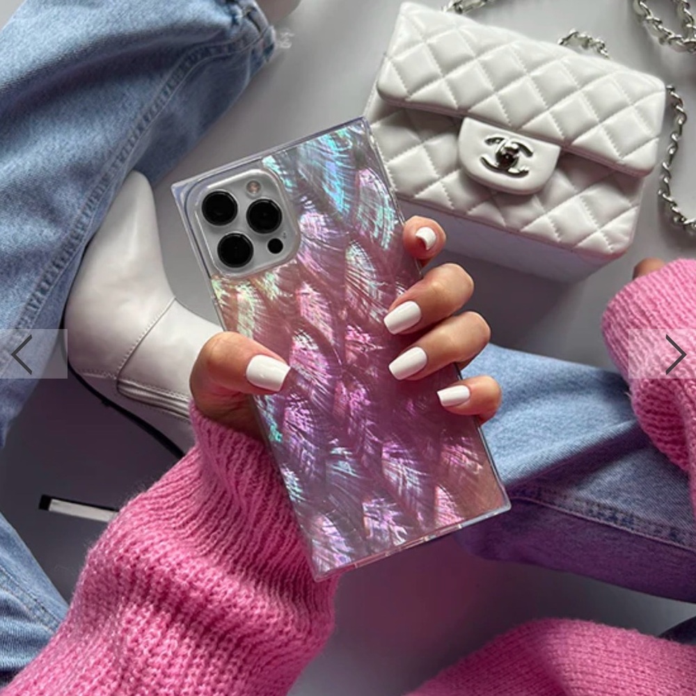 Flaunt SQUARE® Pink Mother of Pearl iPhone 15 Pro Max Case - Picture 6 of 7